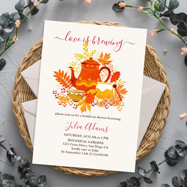 Autumn Fall Lemon Tea Party Bridal Shower Invitation (Creator Uploaded)