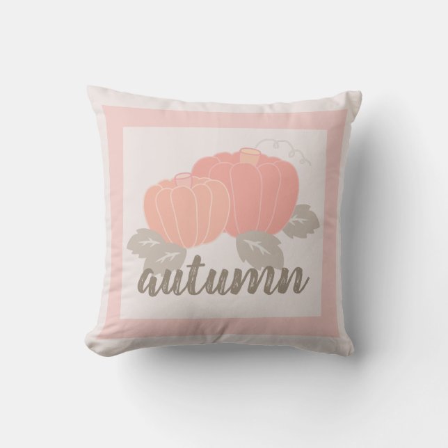 Autumn Fall Light Pink Pumpkins Throw Pillow (Front)