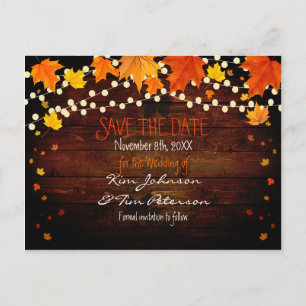 Autumn Fall Lights Rustic Postcard Save Date