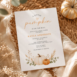 Autumn Fall Little Pumpkin Baby Shower Invitation