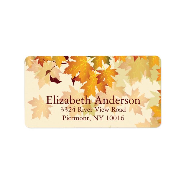 Autumn Fall Maple Leaves Bridal Shower Labels (Front)