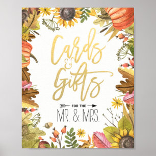 Autumn Fall Maple Leaves Cards Gifts Wedding Sign