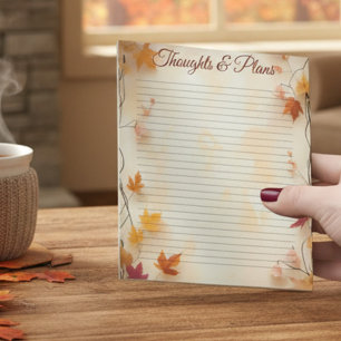 Autumn Fall Maple Leaves Lined Notepad