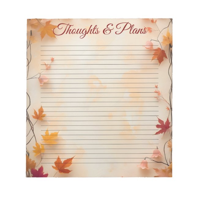 Autumn Fall Maple Leaves Lined  Notepad (Front)