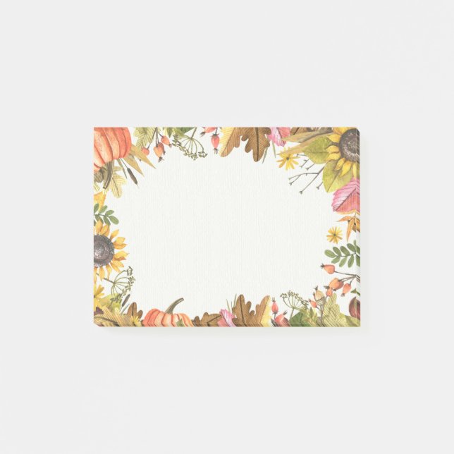 Autumn Fall Maple Leaves Pumpkin Post-it-Note Post-it Notes (Front)
