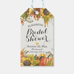 Autumn Fall Maple Leaves Pumpkins Bridal Shower Gift Tags