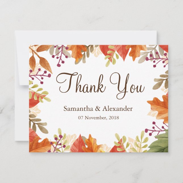 Autumn Fall Maple Leaves Thank You Card (Front)
