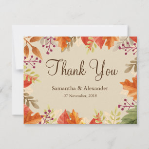 Autumn Fall Maple Leaves Thank You Card