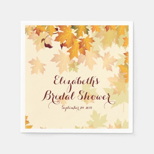 Autumn Fall Maple Leaves Wedding Bridal Shower Napkin (Front)