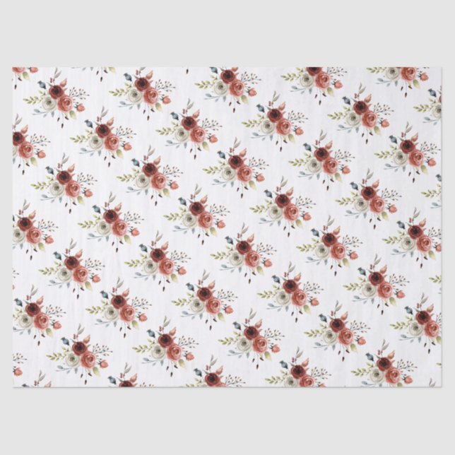 Autumn Fall Mix Floral Wedding Tissue Paper (Front)