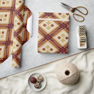 Autumn Fall Modern Argyle Pattern No10 Wrapping Paper