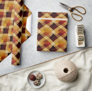 Autumn Fall Modern Argyle Pattern No11 Wrapping Paper