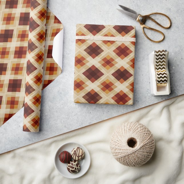 Autumn Fall Modern Argyle Pattern No15 Wrapping Paper (Crafts)
