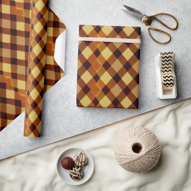 Autumn Fall Modern Argyle Pattern No18 Wrapping Paper (Crafts)