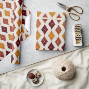 Autumn Fall Modern Argyle Pattern No1 Wrapping Paper