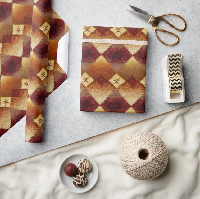 Autumn Fall Modern Argyle Pattern No2 Wrapping Paper (Crafts)
