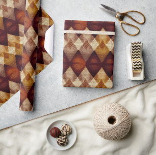 Autumn Fall Modern Argyle Pattern No4 Wrapping Paper