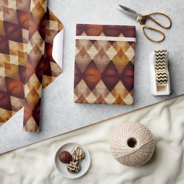 Autumn Fall Modern Argyle Pattern No4 Wrapping Paper (Crafts)