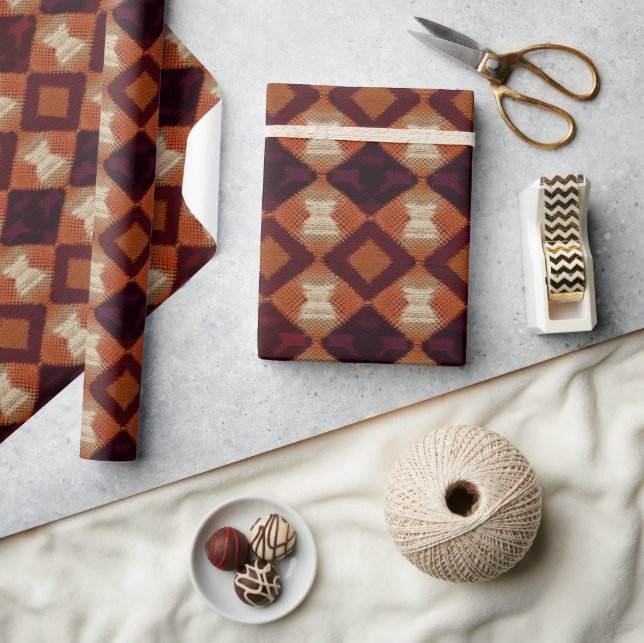 Autumn Fall Modern Argyle Pattern No5 Wrapping Paper (Crafts)