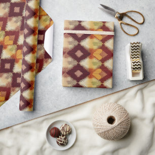 Autumn Fall Modern Argyle Pattern No6 Wrapping Paper