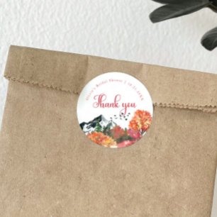 Autumn Fall Mountain Forest Bridal Shower Classic Round Sticker