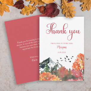 Autumn Fall Mountain Forest Bridal Shower Thank You Card