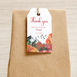 Autumn Fall Mountain Forest Bridal Shower Thanks Gift Tags