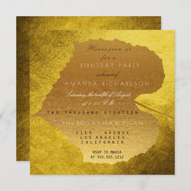 Autumn Fall Mustard Golden Leaves Birthday Party Invitation (Front/Back)