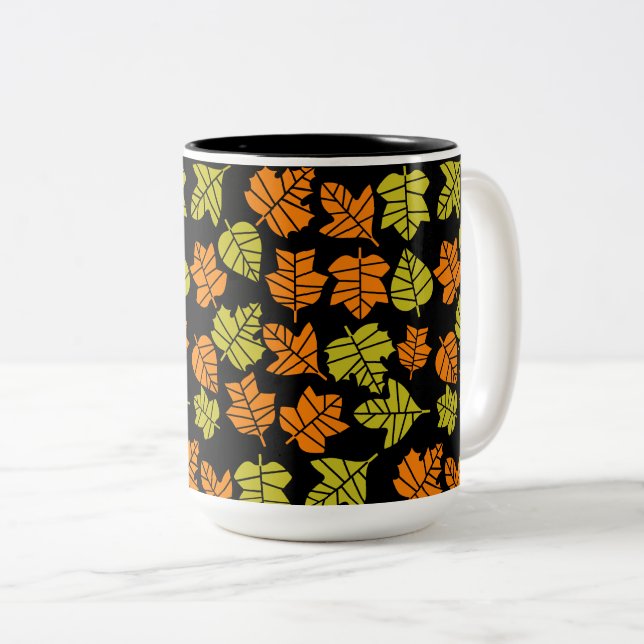 Autumn Fall Nature Transition Two-Tone Coffee Mug (Front Right)