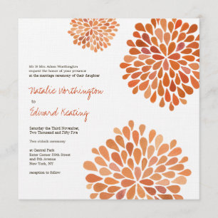 Autumn Fall Orange Wedding Flower Blooms Invite