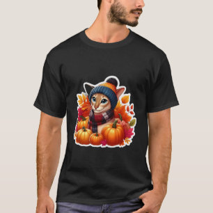 Autumn Fall Oriental Shorthair Cat Owner Thanksgiv T-Shirt