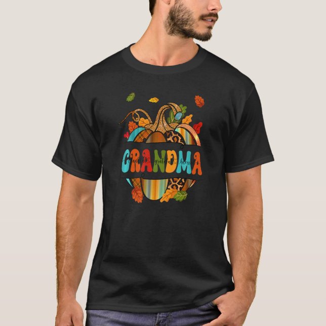 Autumn Fall Outfit Grandma Thankful Grateful Bless T-Shirt (Front)