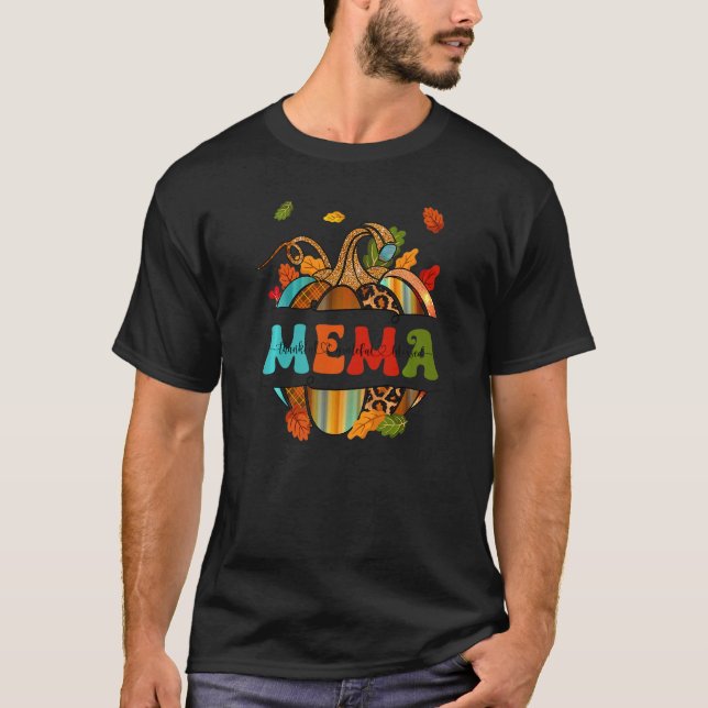 Autumn Fall Outfit Mema Thankful Grateful Blessed  T-Shirt (Front)