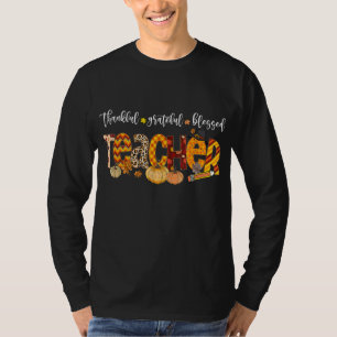 Autumn Fall Outfit Teacher Thankful Grateful Bless T-Shirt