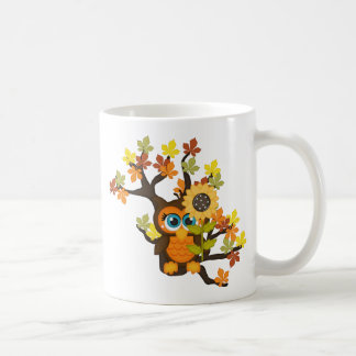 Autumn, Fall Owl with Sunflowers Coffee Mug