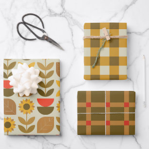 Autumn Fall Pattern Wrapping Paper Sheet