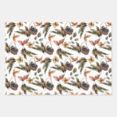 Autumn Fall Patterns in Terracotta, Green, Rust Wrapping Paper Sheet (Front 3)