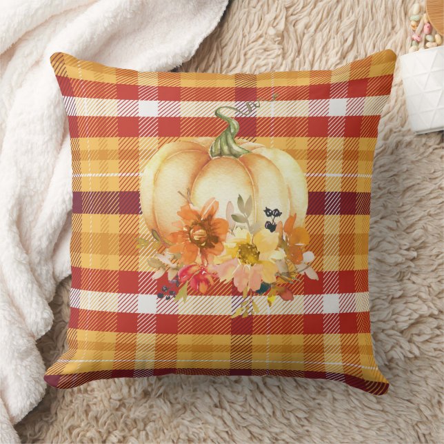 autumn fall plaid cushion (Blanket)
