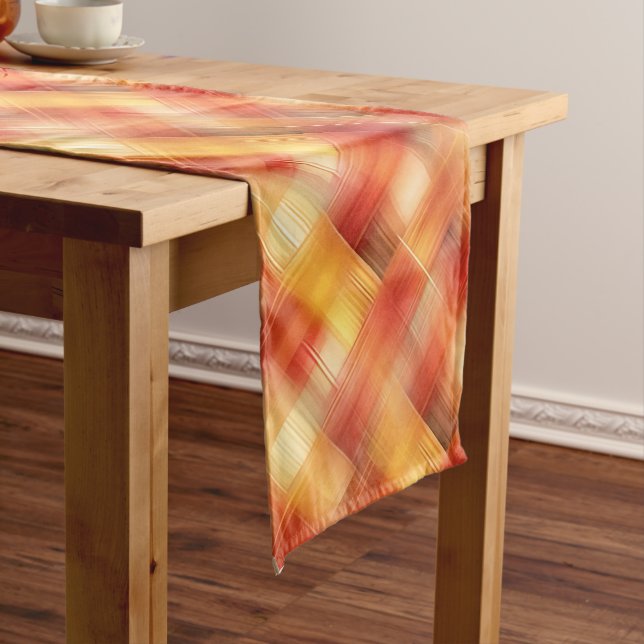 Autumn, Fall Plaid Design Short Table Runner (In Situ)