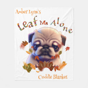 Autumn Fall Pug Puppy Depression Solitude Sweet  Fleece Blanket