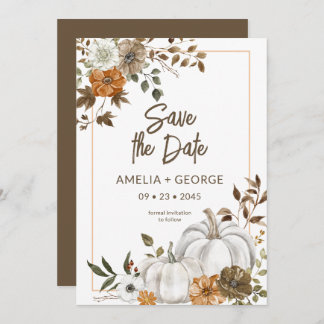 Autumn Fall Pumpkin Floral Frame Invitation