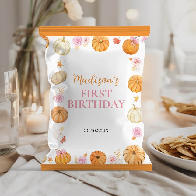 Autumn Fall Pumpkin Girl Birthday Chip Bag Wrapper (Creator Uploaded)