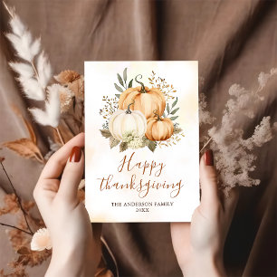 Autumn Fall Pumpkin Happy Thanksgiving Holiday Card