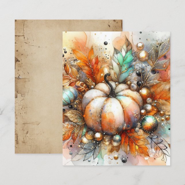 Autumn Fall Pumpkin Harvest Scrapbook Paper (Front/Back)