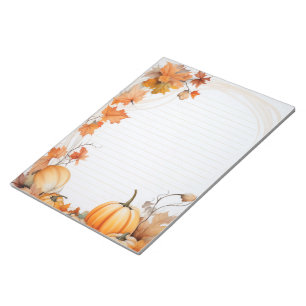 Autumn / Fall pumpkins and leaves lined note pad