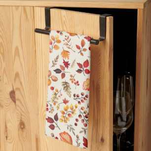 Autumn Fall Pumpkins & Leaves Kitchen   Holiiday Tea Towel