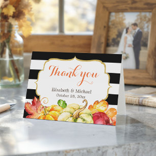 Autumn Fall Pumpkins Maple Leaves Thank You Card