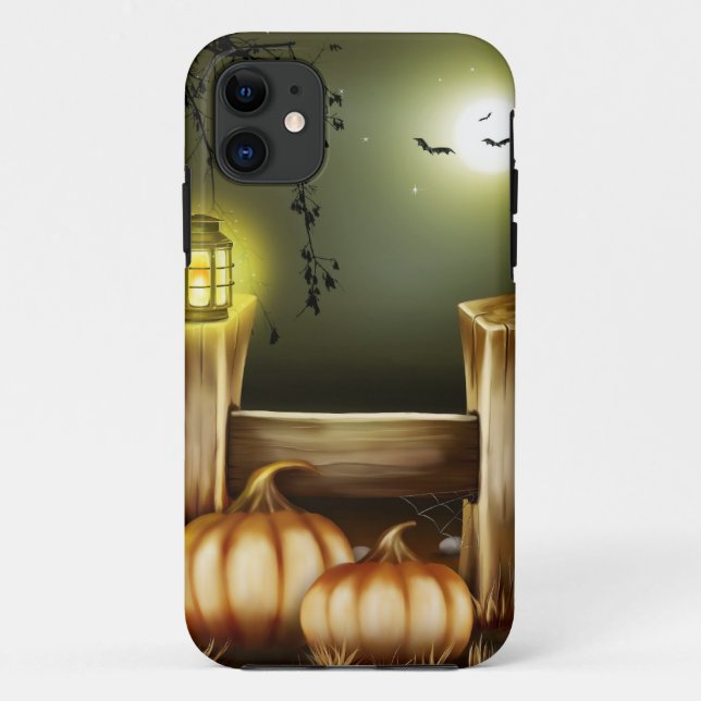 Autumn Fall Pumpkins Moon Night Destiny Case-Mate iPhone Case (Back)