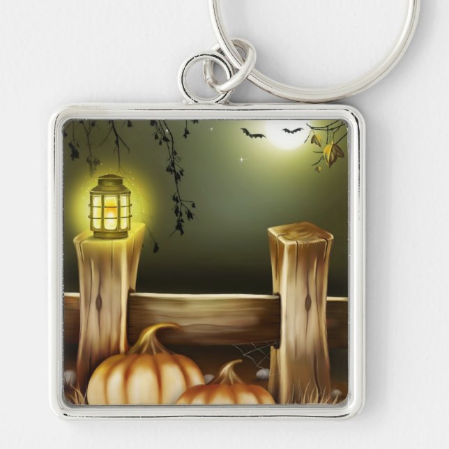 Autumn Fall Pumpkins Moon Night Destiny Key Ring (Front)