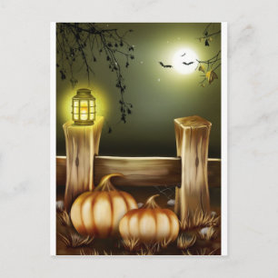 Autumn Fall Pumpkins Moon Night Destiny Postcard